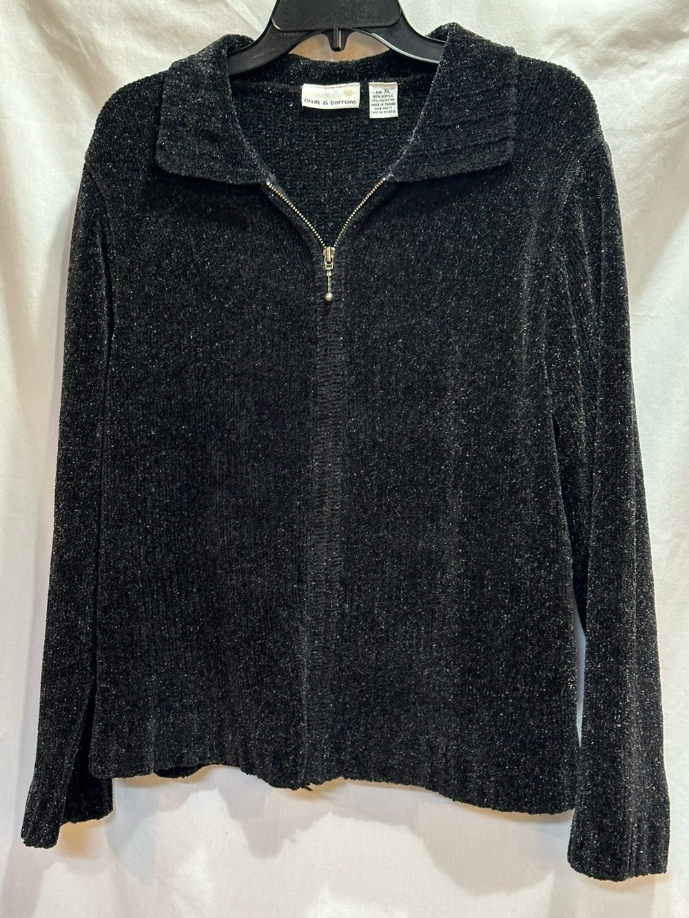 croft & barrow Black with fleck highlights and Zip-Front Cardigan